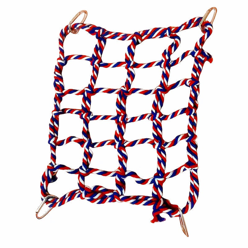 Parrot Climbing Net for Bird Cage - Colorful Cotton Rope Ladder Hammock Toy for Parrots Cockatiels Conures Budgies Small Birds & Hamsters - Chew Swing Hanging Activity Play Perch Accessory