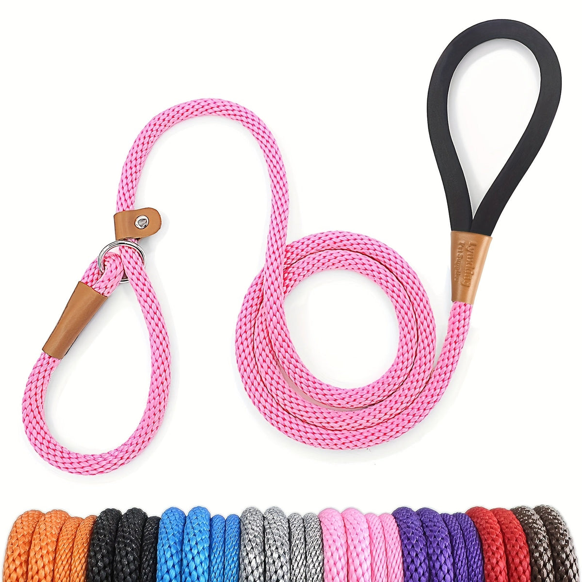 Durable Nylon Dog Leash for Small Medium Large Dogs - Heavy Duty Woven Training Leash S-XL, 8 Colors, Strong Comfortable Handle Dog Walking Lead