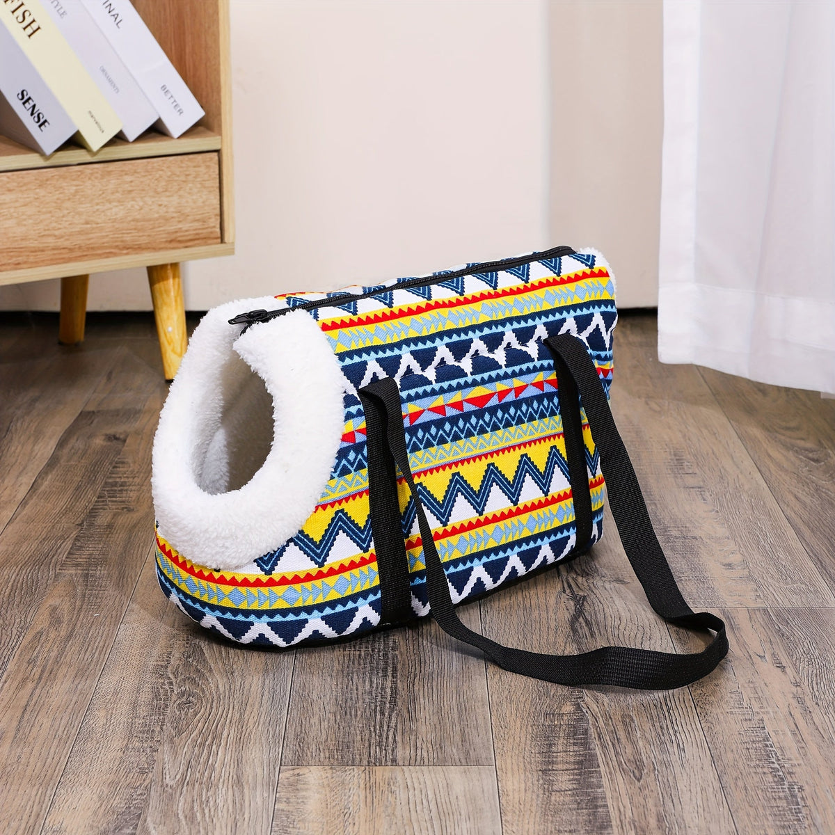 Cat Carrier Shoulder Bag Washable – Portable Zipper Pet Outing Bag for Small Medium Cats, Removable & Machine Washable, S (15.7x7in) & L (19.6x9in), Stripe Heart Owl Patterns, Plush & Regular Options