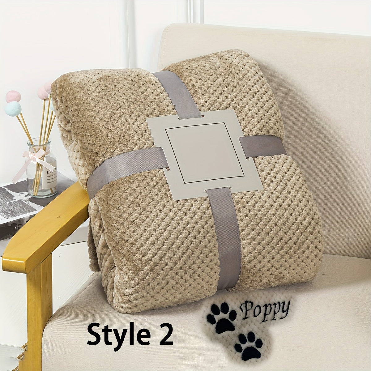 Custom Embroidered Pet Blanket for Dogs & Cats – Personalized Plaid Throw with Name or Initials, Cozy Soft Nest Blanket for Small Dogs and Cats, Warm Home Decor Pet Bed Gift