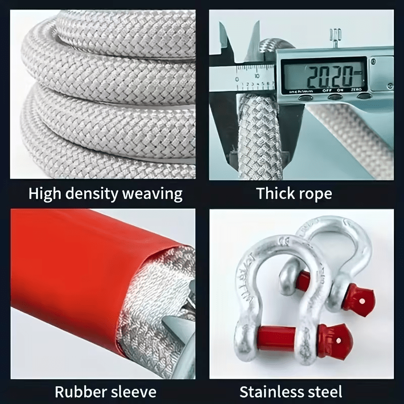Heavy Duty Recovery Tow Rope Up to 44000 LBS Break Strength – Emergency Towing Strap with 2 D-Ring Shackles, Reflective Safety Flag & Storage Bag for Truck Jeep SUV ATV UTV Boat Off-Road Recovery