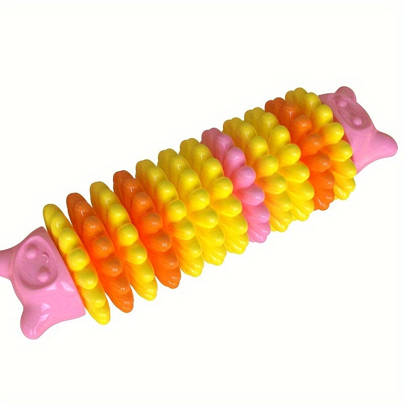 Caterpillar Natural Rubber Dog Chew Toy for Aggressive Chewers – Durable Teeth Cleaning Chew Toy with Anti-Bite Reinforced Ends, Interactive Dental Dog Toy for Medium Large Breeds, Lake Blue Green Pink