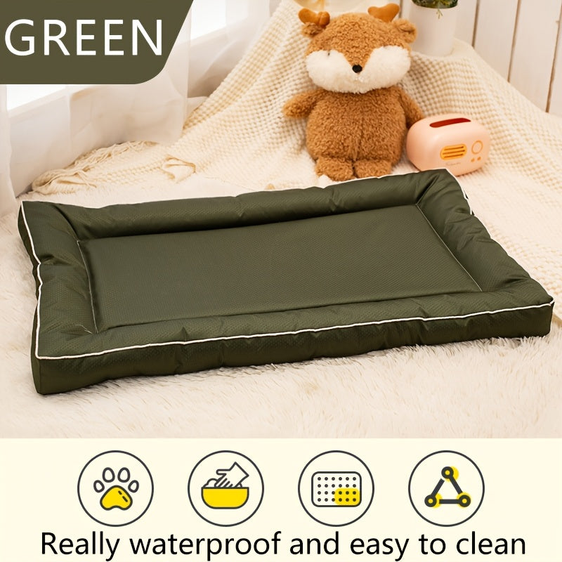 Extra Large Square Dog Bed for Small to Large Dogs – Printed Polyester Non-Slip Pet Mat, Polyester Fiber Filling, All-Season Indoor Dog Kennel Mat Cushion Bed
